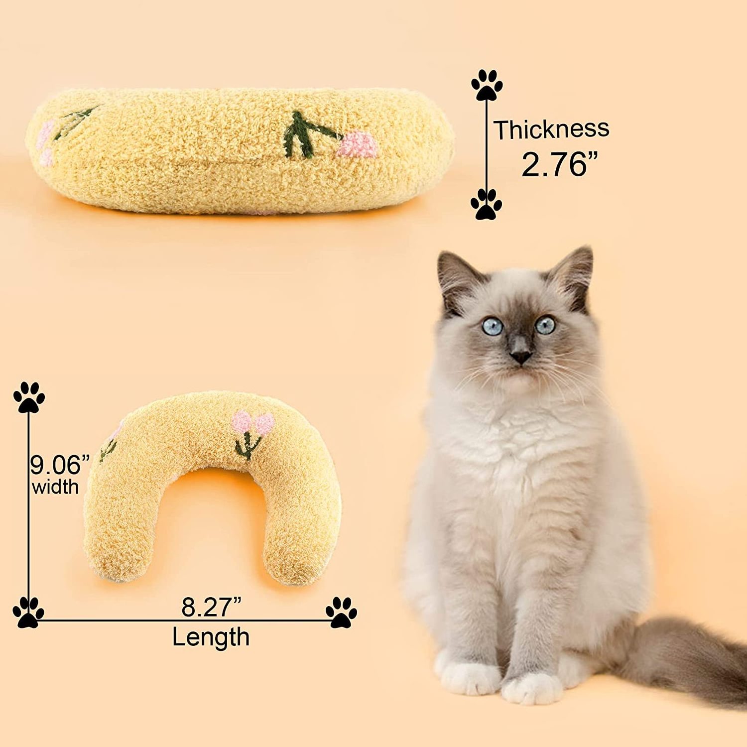 Indoor Cats Fluffy Cat Bed Pillow Cute Rabbit Customized Plush Pet Neck Pillows for Blanket and Carrier White