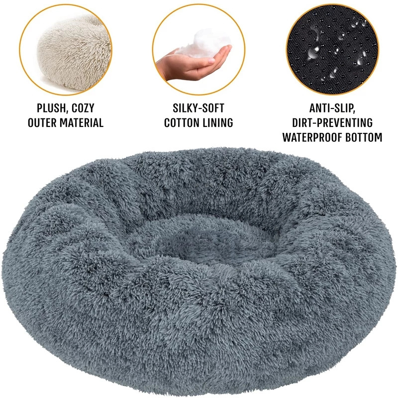 Pet Cat Bed Cushion Dog Round Basket House Winter Warm Long Plush Super Soft Sleeping Bag Puppy Cushion Mat Bed For Cat Supplies