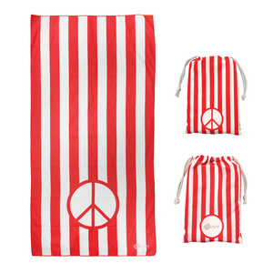 Luxury soft microfiber suede quick dry sand free cabana stripe beach pool towels with travel bag