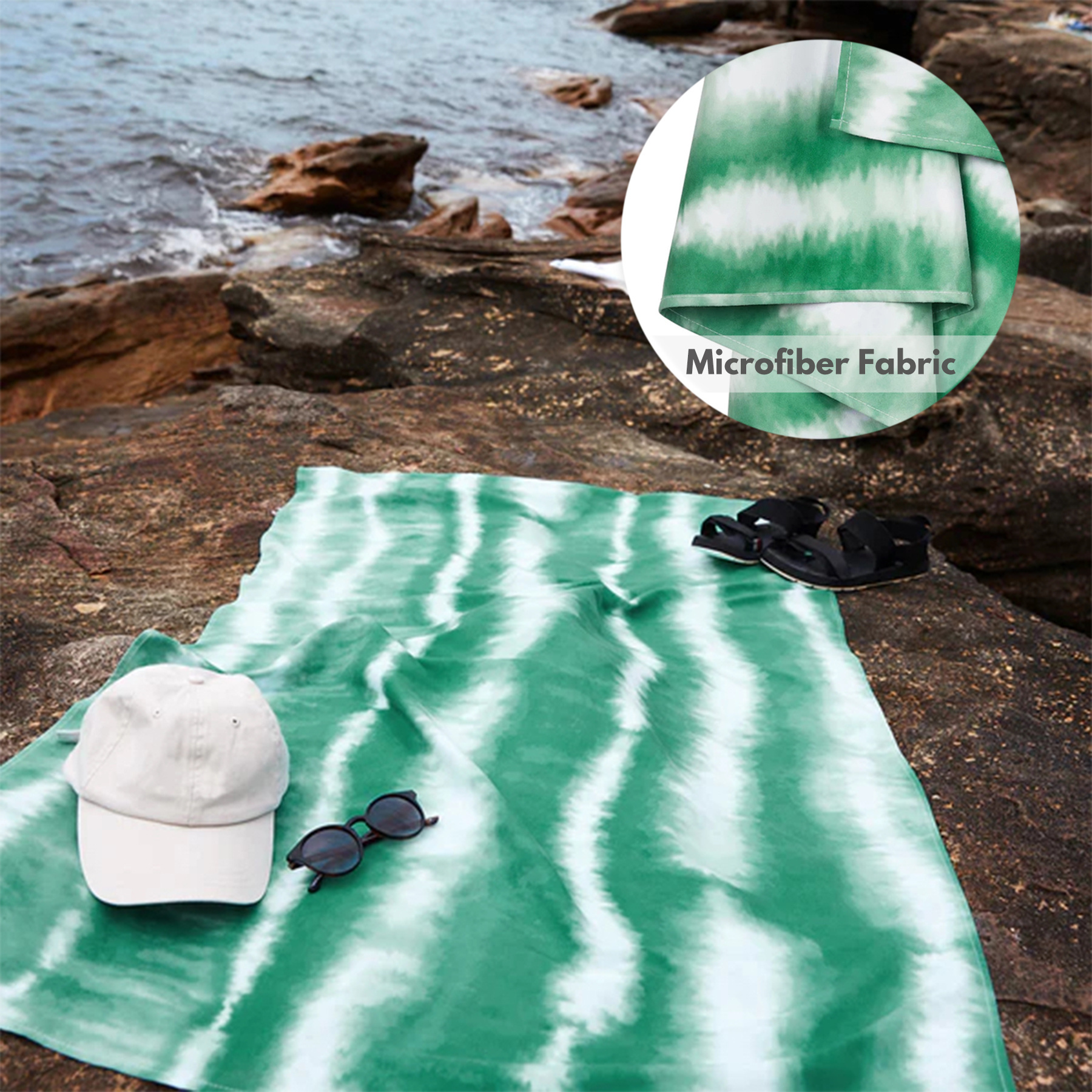 Sublimated summer quick dry RPET sand free microfiber suede beach towel for beach,camping,travel