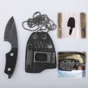 G10 Survival Ball Chian Mini Knife Camping Necklace Pocket Neck Knife with kydex sheath metal belt clip