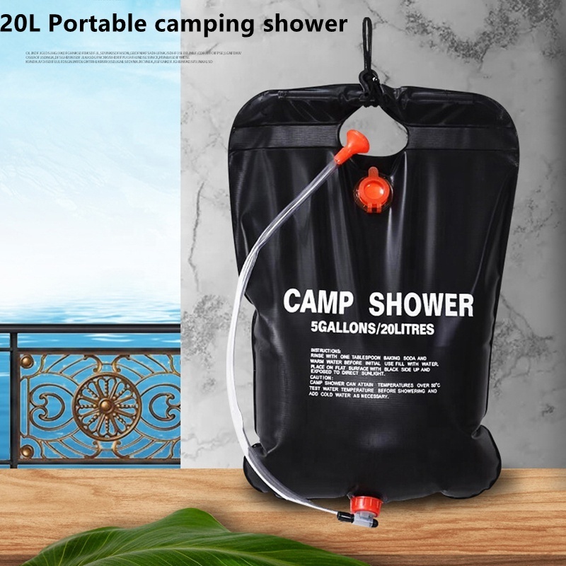 20L Portable camping shower bag hot Outdoor Beach Ultralight PVC camping heating solar shower 5 gallons Heating Pipe Bag