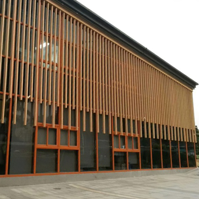 Outdoor WPC timber tube for wall covering office building partition wood composite exterior wall cladding materials