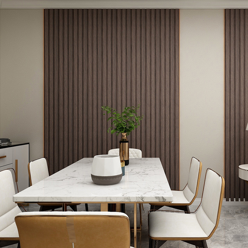 Wood alternative wpc wall panel non-formaldehyde textured walnut lumber cladding eco-friendly interior decoration designs