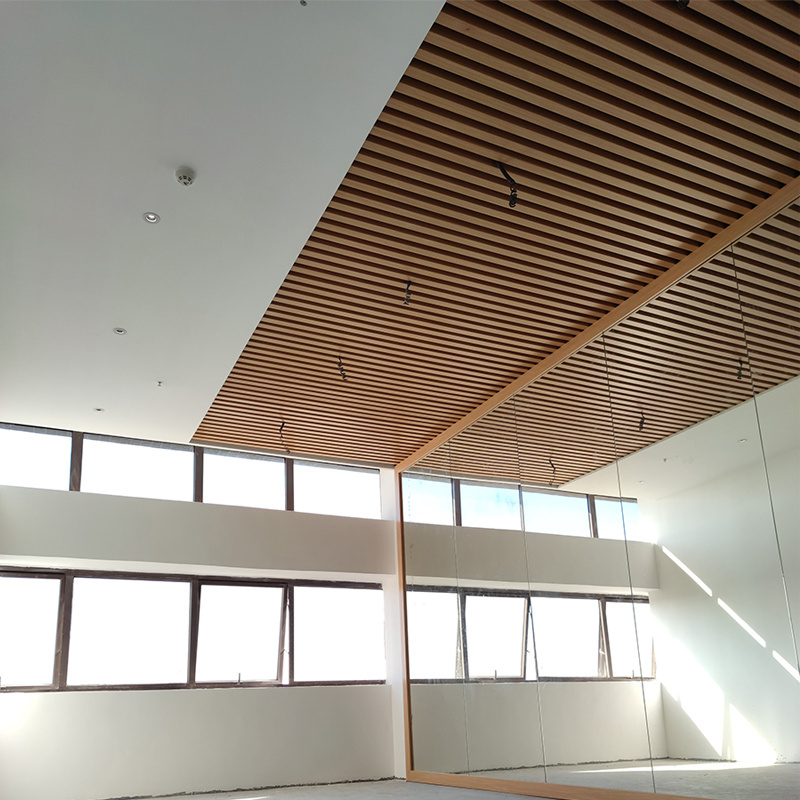 Easy install wpc baffle suspended ceiling wood plastic composite interior ceiling panel indoor decorative materials