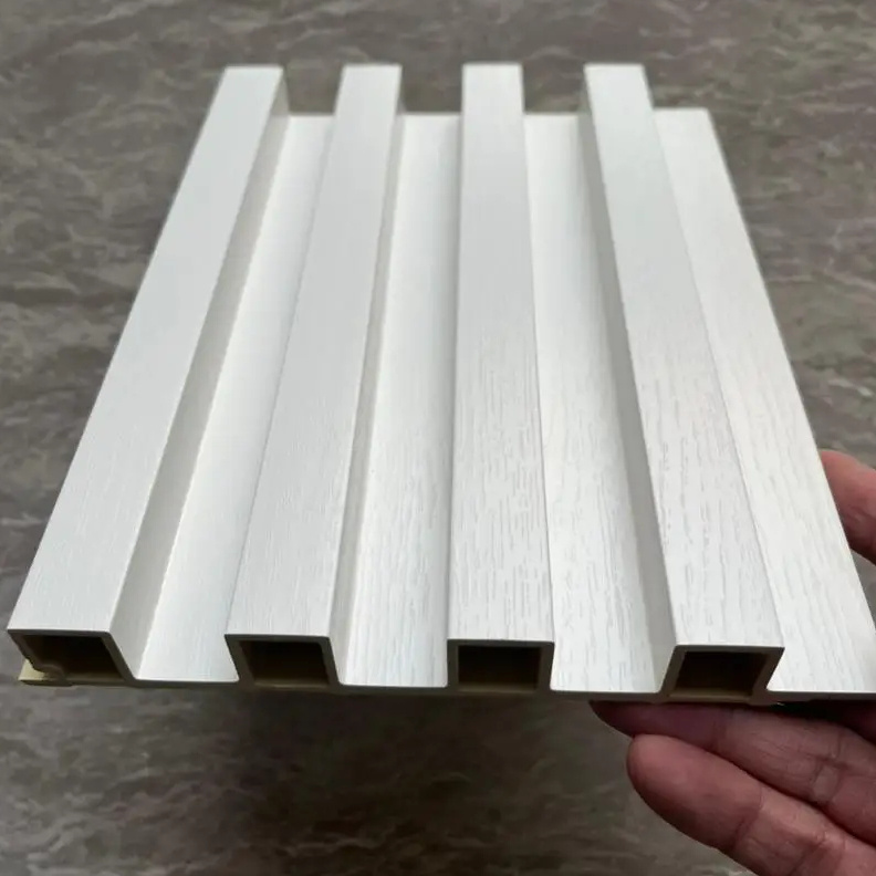 White color PVC Slat Wall Panels Peel and Stick Waterproof Wood Look Wall Panels Bendable Fluted Textured Wall Decor Cladding