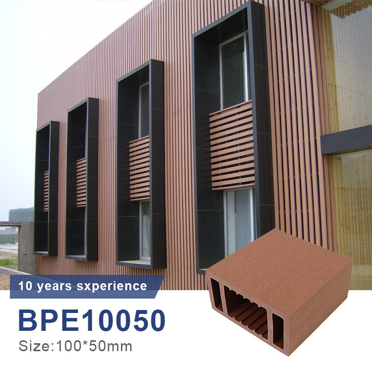 Outdoor WPC timber tube for wall covering office building partition wood composite exterior wall cladding materials