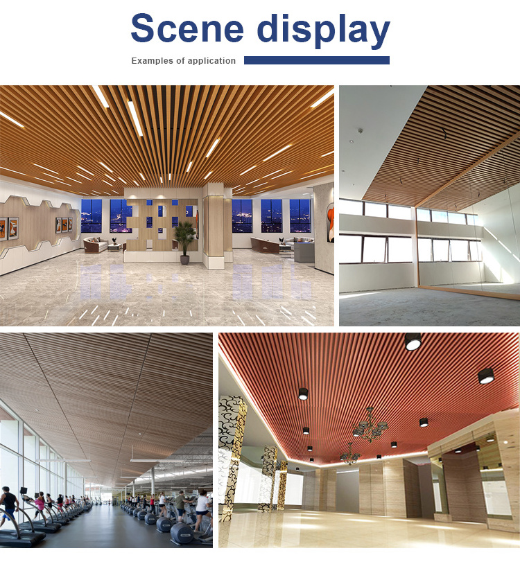 3d Suspended Ceiling WPC Linear Modern Interior Tiles Ceiling Environmental-friendly Fireproof WPC Baffle Ceiling