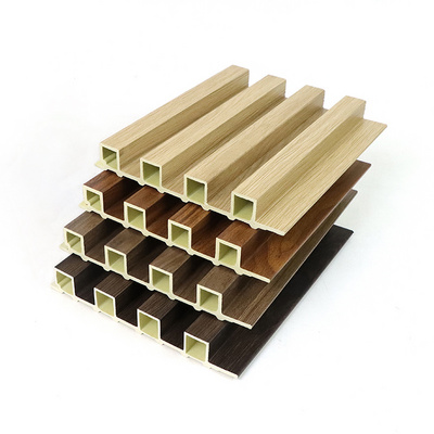 Wooden Grain PVC WPC Fluted Wall Panels Wood Composite Slat Wall Plank