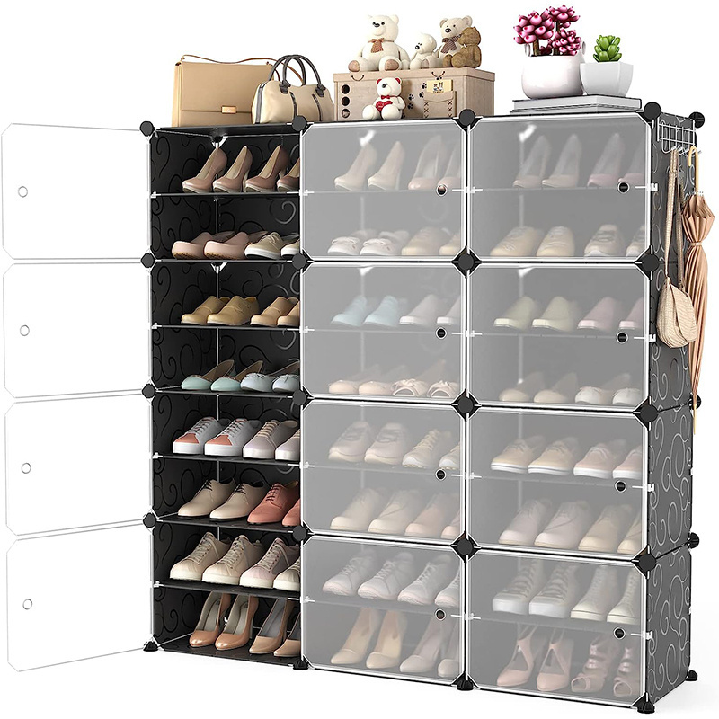 Large Capacity Shoe Storage Organizer Modular DIY Plastic Shoe Tower Dustproof Large Capacity Shoe Rack Cabinet Shelf