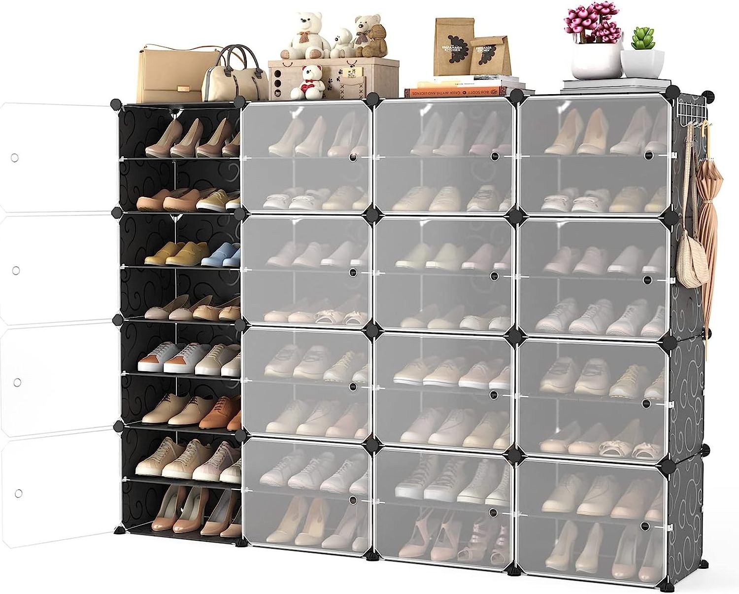 Shoe Storage Cabinet Easy Assembly Plastic Adjustable Shoe Storage Organizer Stackable Free Standing Shoe Rack