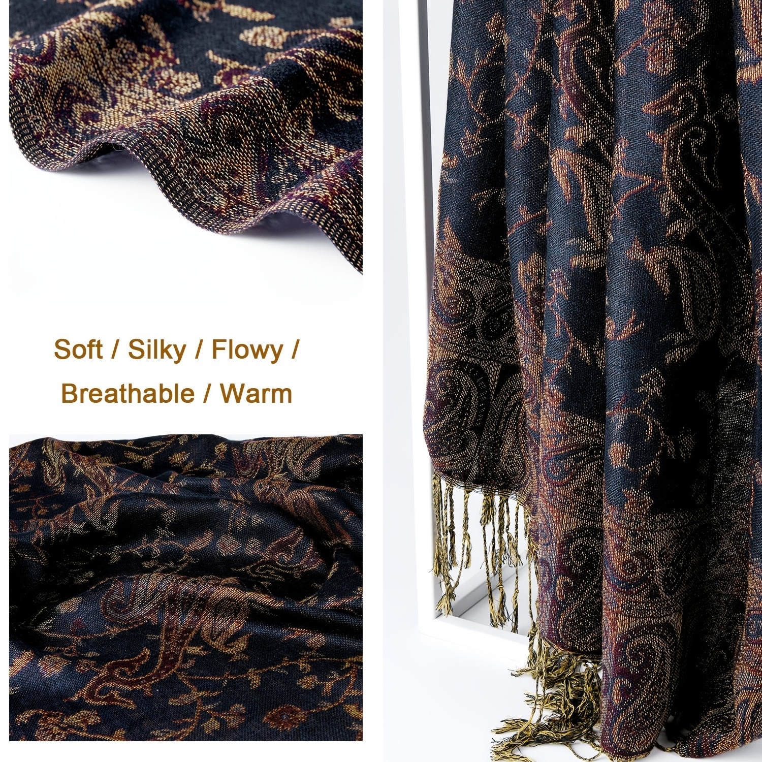 70x180CM Wholesale Soft Popular Shawls Comfortable and Classic Pashmina Paisley Scarves for Women