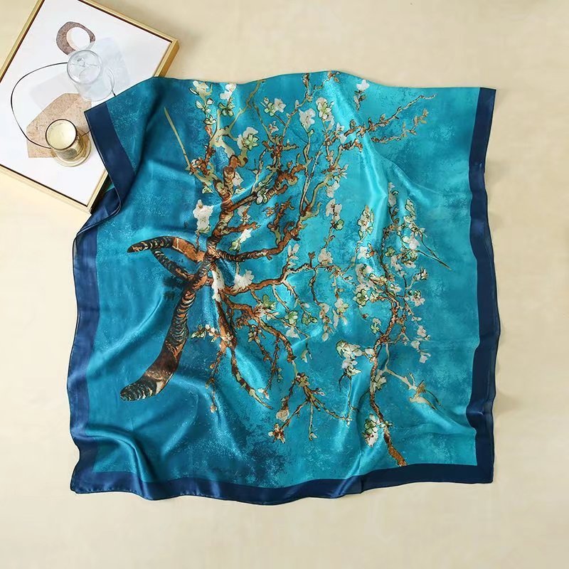 High-quality silk texture shawl Custom printed silk Feel luxury scarf Satin chiffon scarf