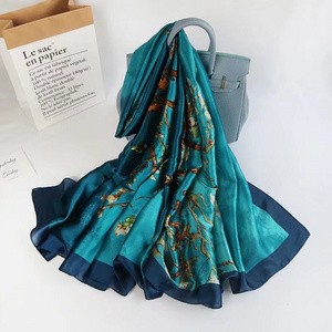 High-quality silk texture shawl Custom printed silk Feel luxury scarf Satin chiffon scarf