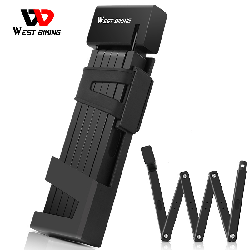 WEST BIKING Portable Folding Bicycle Lock Bike Security Anti-theft Cycling Lock Wheel Magnetic Safty Foldable Bicycle Bike Lock