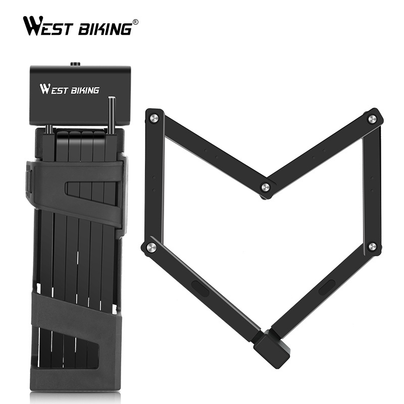 WEST BIKING Portable Folding Bicycle Lock Bike Security Anti-theft Cycling Lock Wheel Magnetic Safty Foldable Bicycle Bike Lock