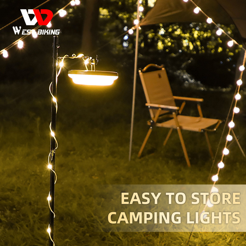 WEST BIKING Solar Headlight Outdoor Portable Retro Camping Lamp Tent Usb Rechargeable Led Strip Light Equipment Lights Camping