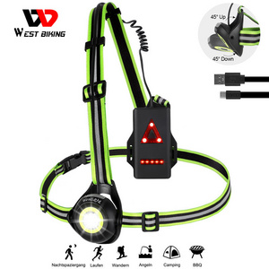 WEST BIKING Outdoor Adjustable Usb Rechargeable Chest Safety Warning  Led Night Running Backpack Reflective Vest With Logo