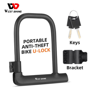 WEST BIKING Wholesale Anti-Cutting Anti-Theft Office Building Motorcycle Bike Lock Cycling Ble Bicycle U Lock For Safety