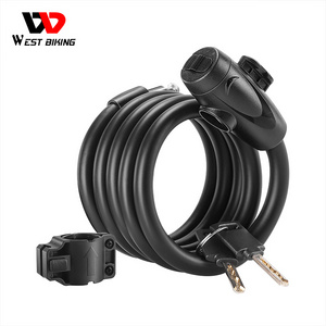 WEST BIKING New Outdoor Mountain Bike Lock Heavy Duty Motorbike Key Bar Lock Chain Cable Anti-Theft Bicycle Lock With 2 Keys