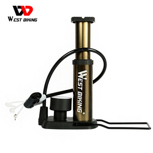 WEST BIKING 160 PSI Bicycle Foot Air Pump Activated Floor Pump With Gauge Bicycle Cycle Pump Mini Bike Portable Tire Inflator