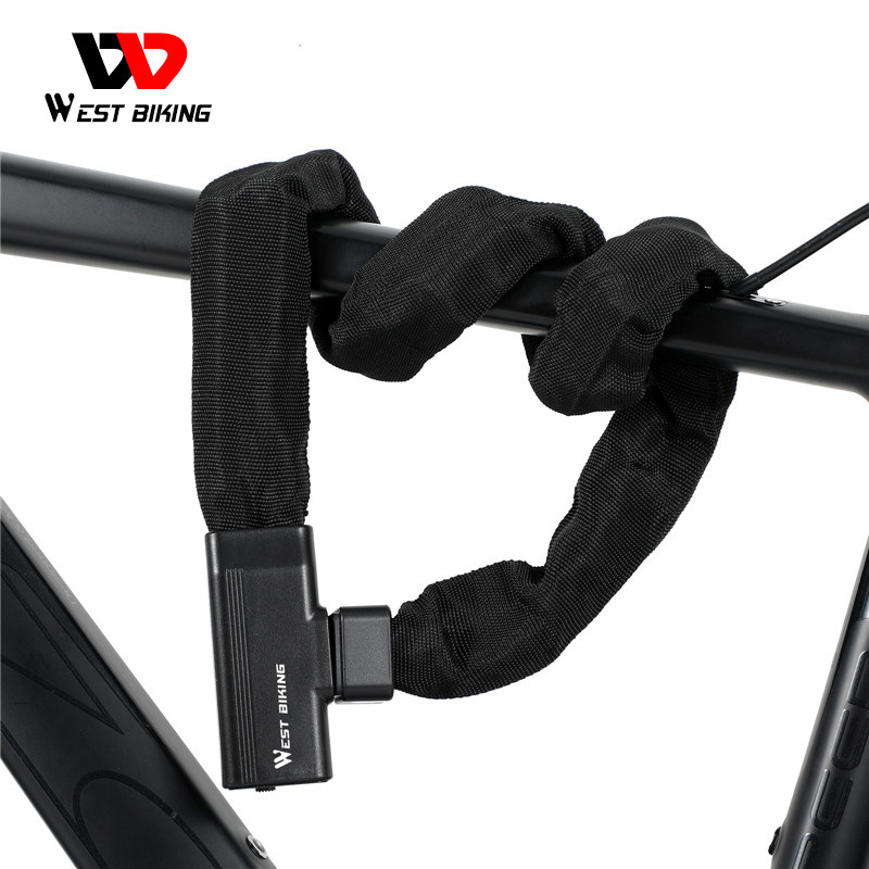 WEST BIKING Bike Bicycle Key Security Password Steel Lock Cycling Chain Coded Anti Theft Lock For Cycle Bike Safty Chain Lock