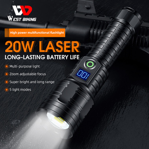 WEST BIKING Rechargeable Outdoor Flashlights Professional Safety Hammer Flashlight Long Range Camping Lights Safety Flashlight