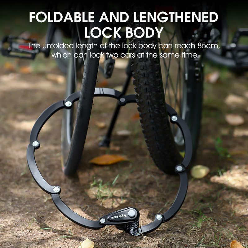 WEST BIKING Bicycle Bike Foldable Magnetic Wheel Lock Motorcycle Bicycle Lock Set Anti Theft Chain Locks For Bike High Security