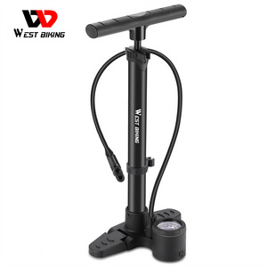 WEST BIKING Wholesale Tire Inflator Portable Air Compressor Bicycle Pump Bike Shock Pump With Psi Gauge Bike Accessories