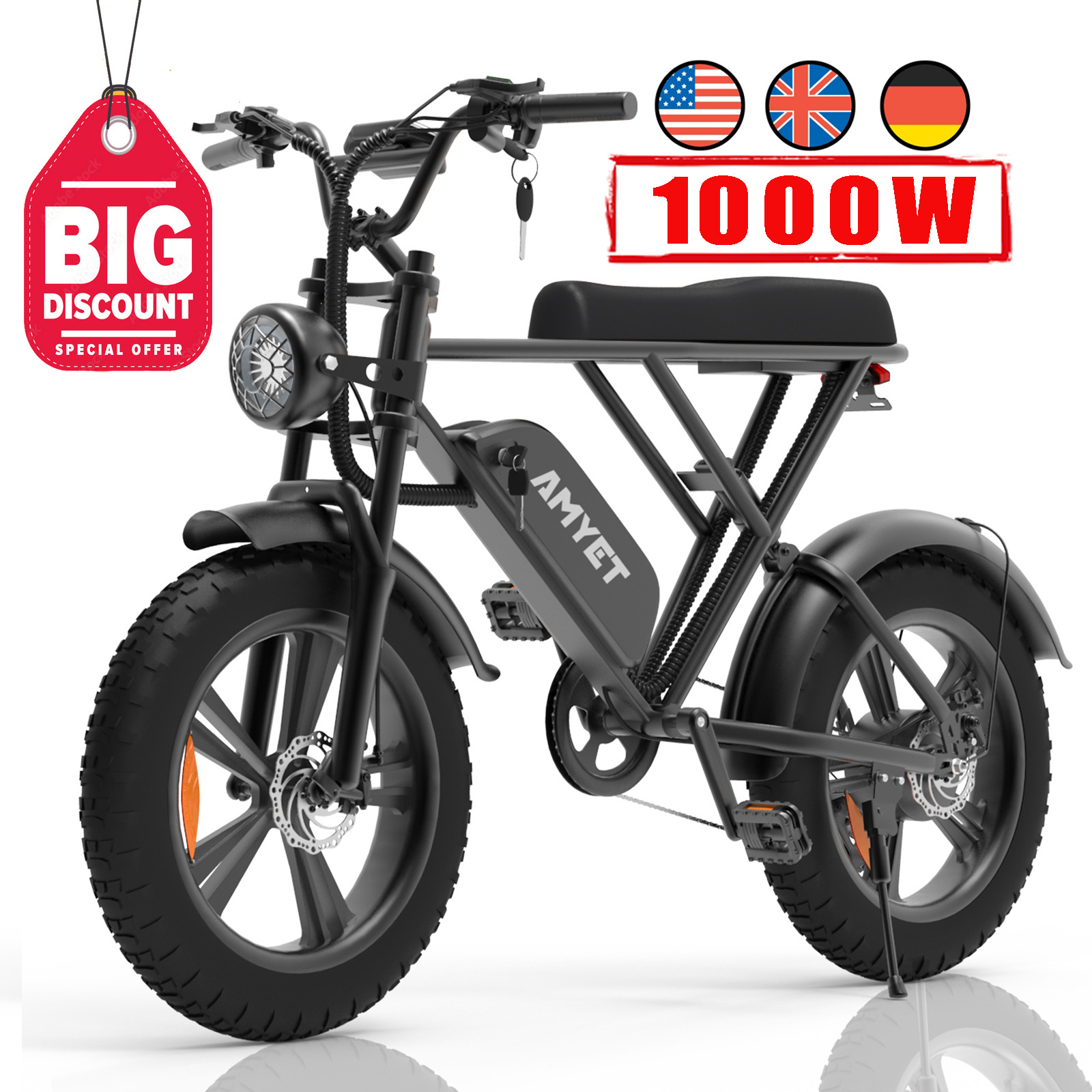 USA EU warehouse 2024 hot sale mountain bicycle ebike 250W 750W 1000W Long range electric bikes fat tire e bike