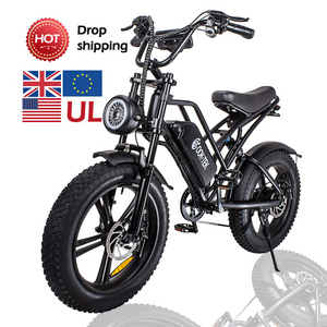 2023 new retro vintage super long range Electric Hybrid Bike fat tire 20 inch 1000W ebike 48V 15AH electric fat bike for adult