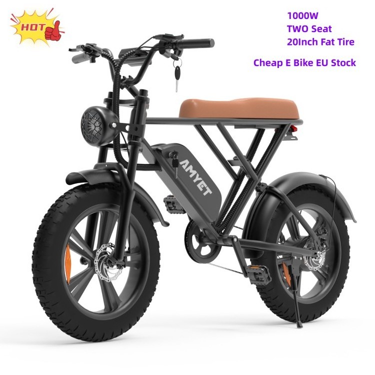 EU Warehouse Cheap E Bike Two Seat 1000W Electric Bike  20inch Fat Tire E-bike Bicycle Electric 30-45km/h For Adult