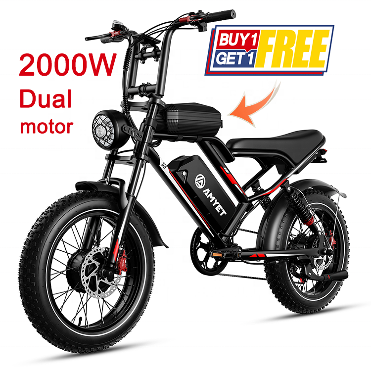 US Stock Fast Delivery E-bike Electric Bike 48V 2000W Dual Motors 7 Speed Gears 20Inch Electric Fat Tire Bike