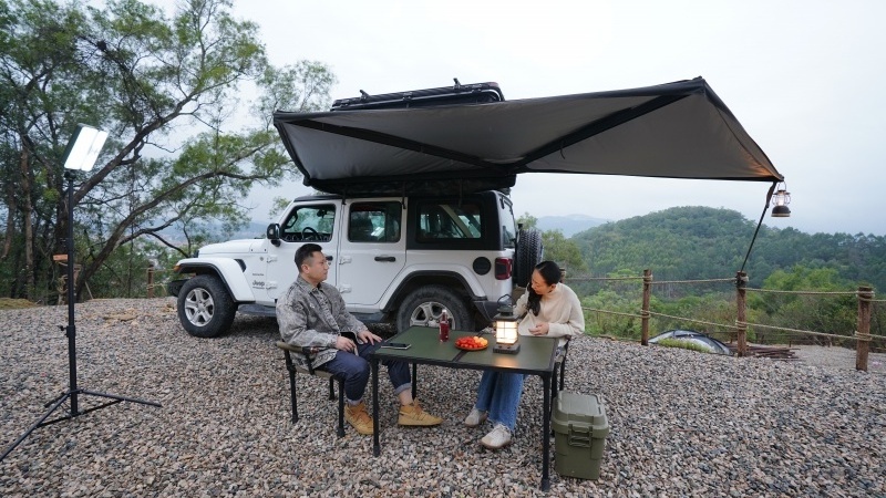 Wild Land Outdoor Camping 180 Degrees free standing Fox wing Awning, Car Side Freestanding Awning With LED