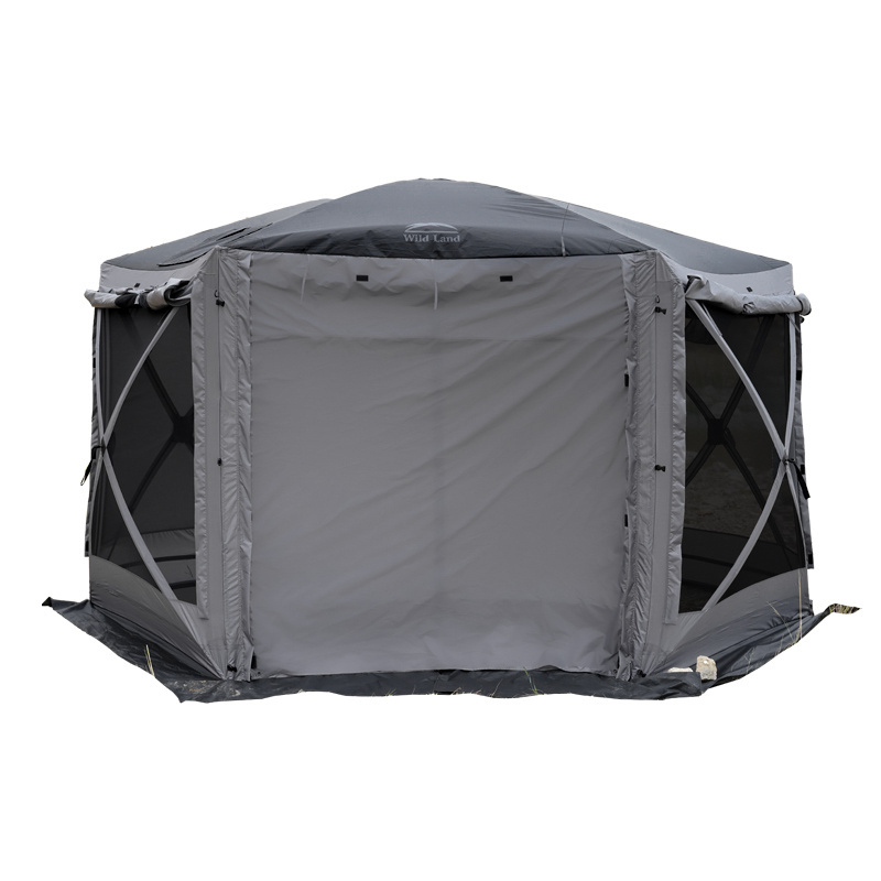 Wild Land Double Door fiberglass pole big size sun shelter screen house gazebo outdoor camping pop up screen tent with floor