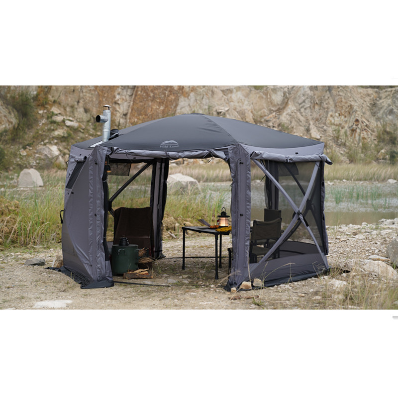 Wild Land Double Door fiberglass pole big size sun shelter screen house gazebo outdoor camping pop up screen tent with floor