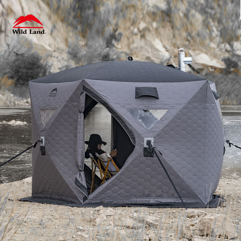 Wild Land Cold Resistance Welded Ice Fishing Tent Quick Setup Four Season Hub Sauna Tent Instant Tents For Winter Camping