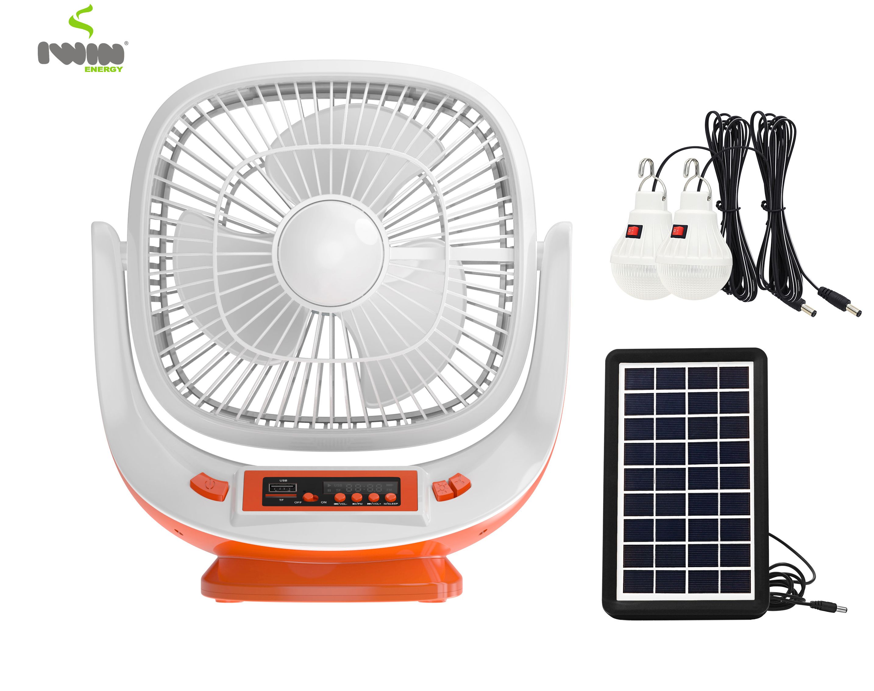 Best Price 8 Inch Rechargeable Portable Ac Dc Solar Fan with led emergency light FM radio TF card