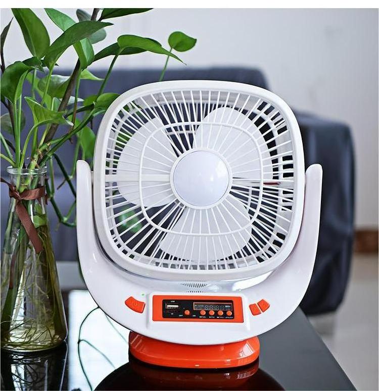 Low Price Dc Solar Stand Fan with led emergency light FM radio TF card