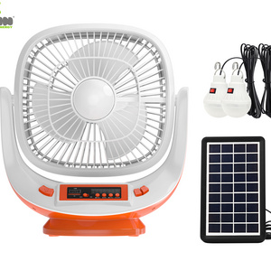 Cheap Price Table Fan Solar Mini Portable with led emergency light FM radio TF card