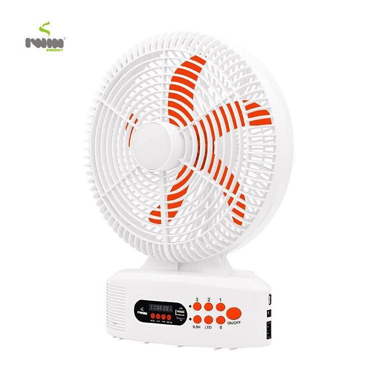 12 inch portable mini rechargeable fan with led emergency light FM radio TF card