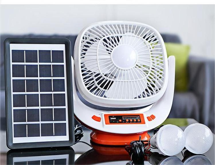 Cheap Price Table Fan Solar Mini Portable with led emergency light FM radio TF card