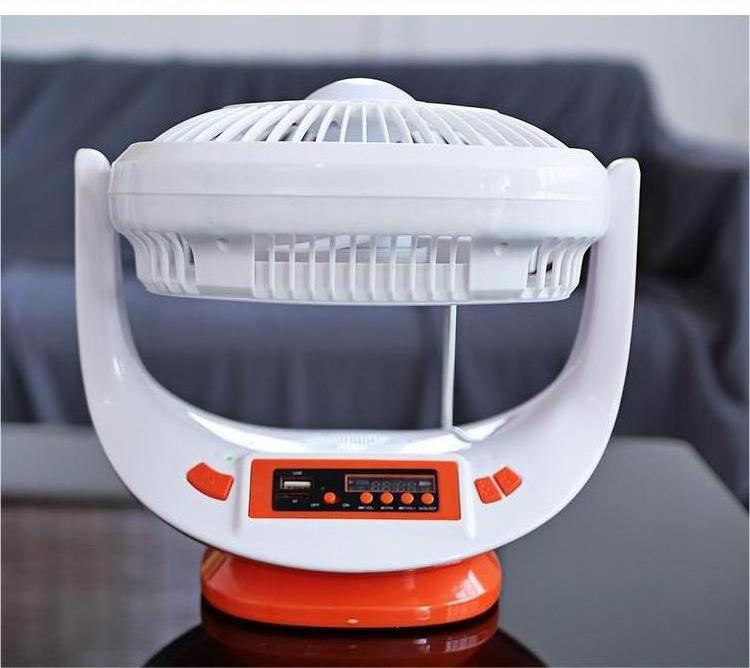 Cheap Price Table Fan Solar Mini Portable with led emergency light FM radio TF card