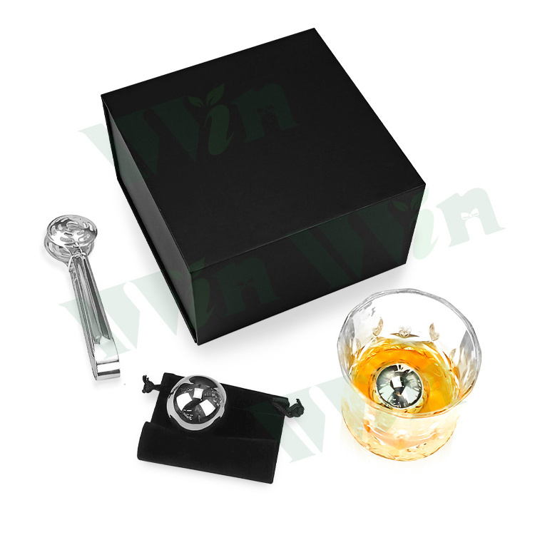 Iwin Whiskey Glass And Stones Gift Set With Whiskey Glass And 2 Stainless Steal Ice Ball Whiskey Stone Magnetic Buckle Box