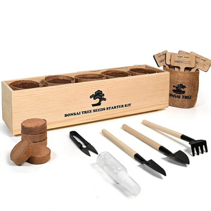 Wholesale Complete Plant Bonsai Tree Tools Kit with Wooden Box Gardening Plant DIY Gift for Kids Adults