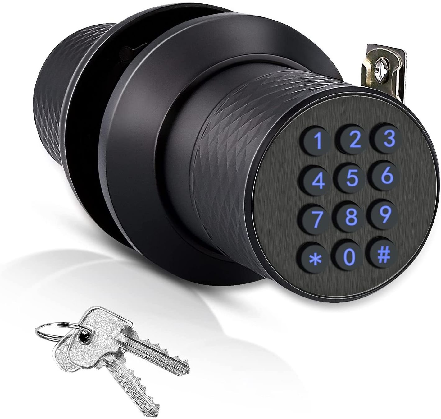 A.m.a.z.on. Hot Sales Keypad Door Knob Lock Keyless Entry Door Lock with Anti-Slip Knob Waterproof Electronic Black Door Knob