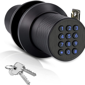 A.m.a.z.on. Hot Sales Keypad Door Knob Lock Keyless Entry Door Lock with Anti-Slip Knob Waterproof Electronic Black Door Knob