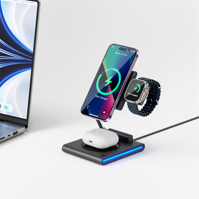 wiwu quick charging custom wireless charger 3 in 1 wireless charger for iPhone