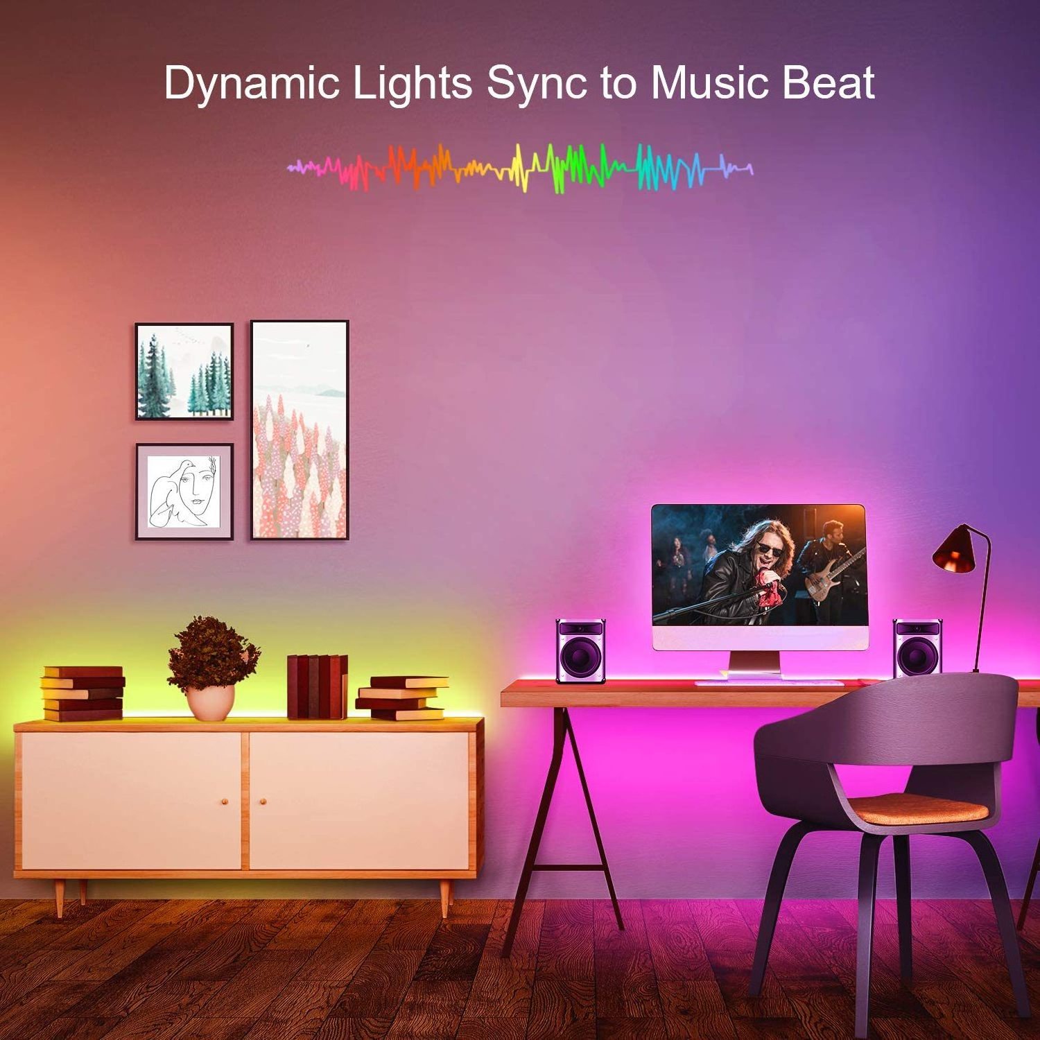 30ft Led Strip Lights with Remote and Power Supply Flexible RGB Color Changing Led Lights for Bedroom Kitchen Home Party