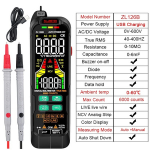 USB Charge Smart Multimetro Digital Profesional AC DC Current Voltage Detector Pen Capacitance Temp Auto Range Tester Multimeter